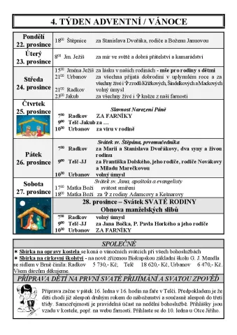 Pořad BOHOSLUŽEB o Vánocích – Radkov – TELČ – Urbanov 3/4