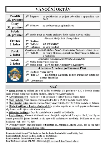 Pořad BOHOSLUŽEB o Vánocích – Radkov – TELČ – Urbanov 4/4