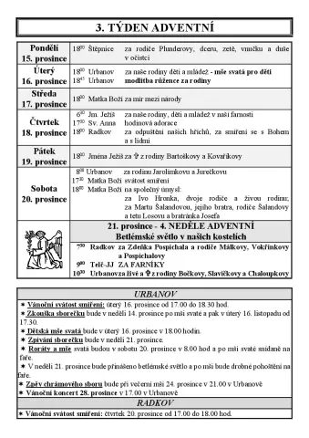 Pořad BOHOSLUŽEB o Vánocích – Radkov – TELČ – Urbanov 2/4