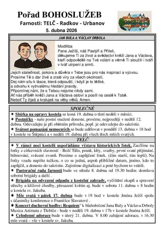 Pořad bohoslužeb duben 2026.1