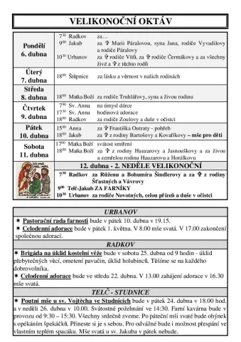 Pořad bohoslužeb duben 2026.2