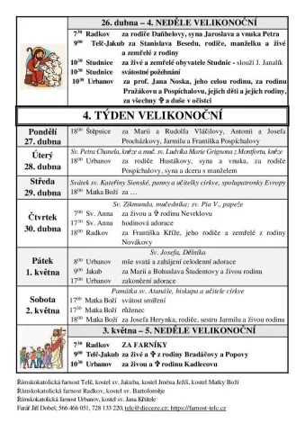 Pořad bohoslužeb duben 2026.4