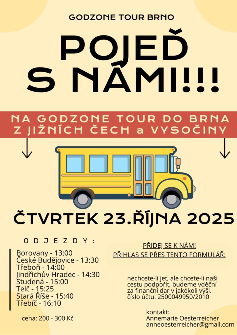 Pojeď s námi na Godzone do Brna ve čtvrtek 23. října 2025..