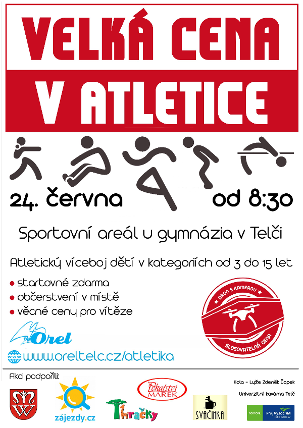 Plakát Velká cena v atletice 24. 6. sportovní areál na Hradecké