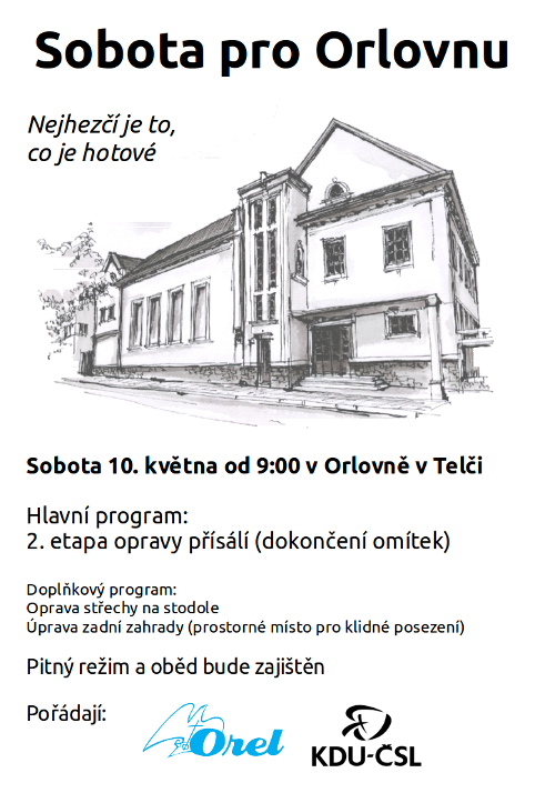 Sobota pro Orlovnu - 10. května od 9:00 v Orlovně